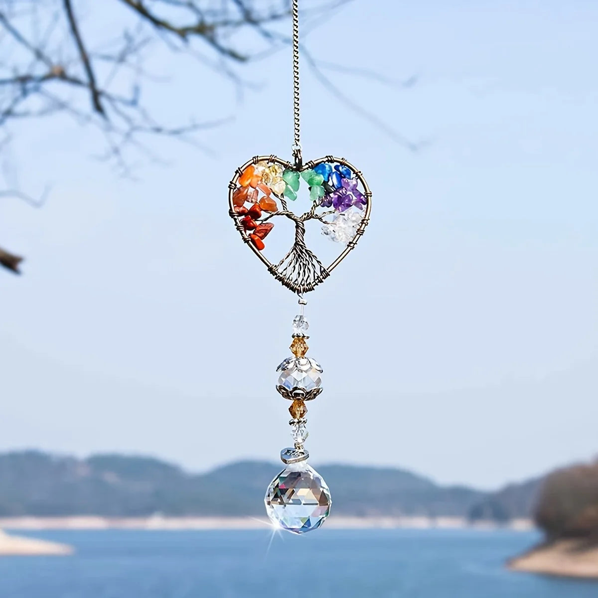 Heart Tree Crystal Sun Catcher – Rainbow Hanging Decor