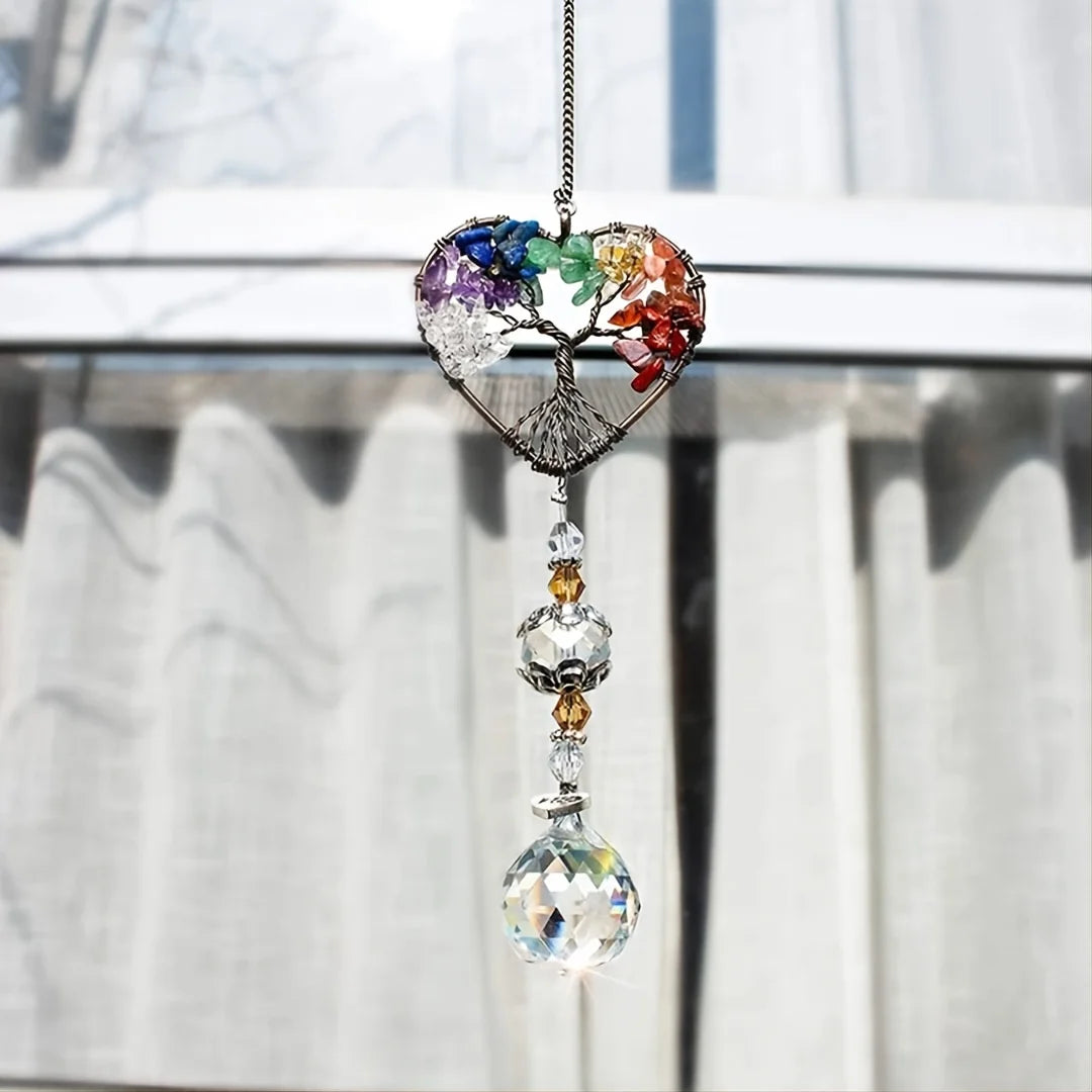 Heart Tree Crystal Sun Catcher – Rainbow Hanging Decor