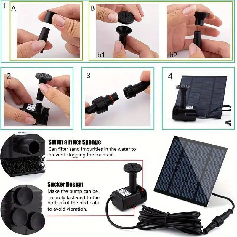 SolarRipple Floating Fountain Pump – 6 Nozzle Set