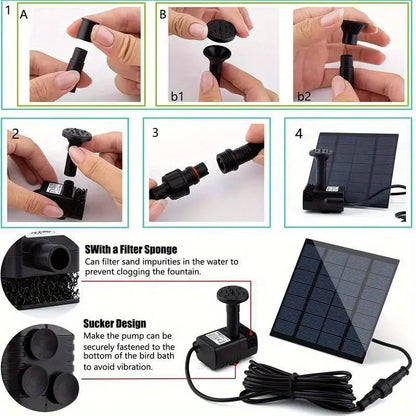 SolarRipple Floating Fountain Pump – 6 Nozzle Set