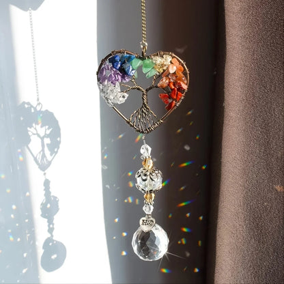 Heart Tree Crystal Sun Catcher – Rainbow Hanging Decor