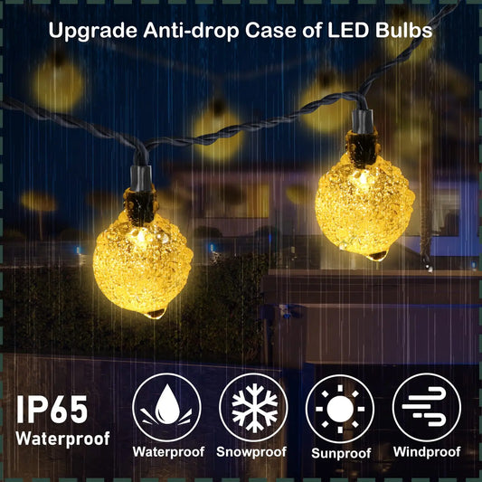 SolarGlow Crystal String Lights – Outdoor Garden Decor