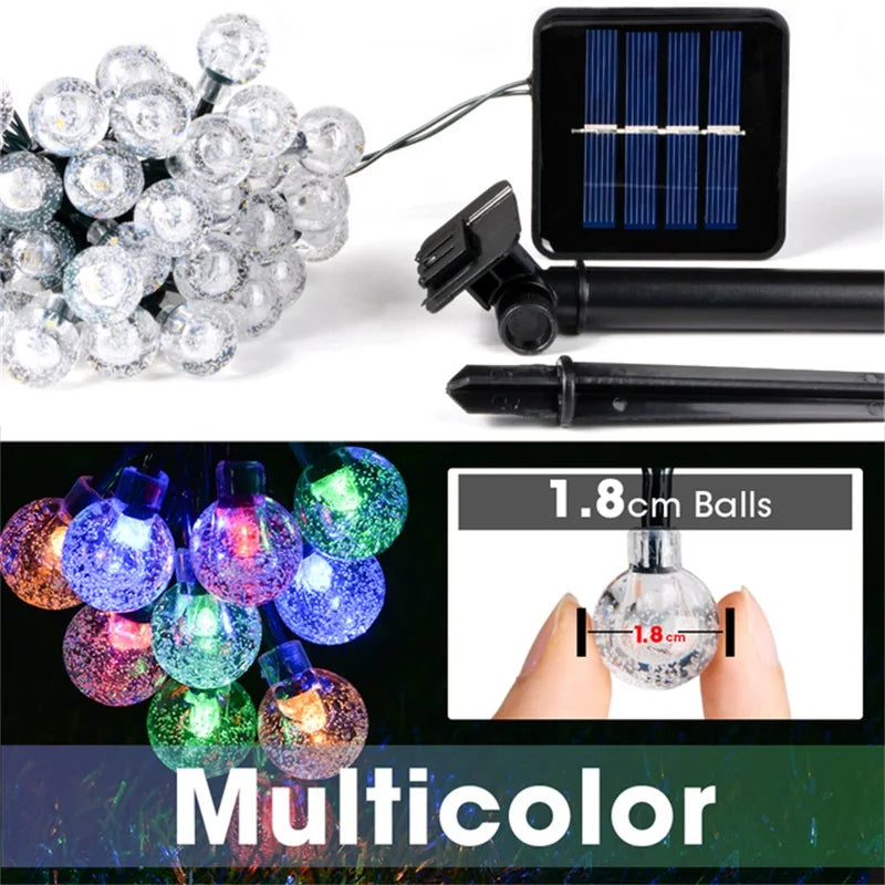 SolarGlow Crystal String Lights – Outdoor Garden Decor